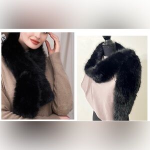 Luxurious Black Faux Fur Wrap Chic Femininity  Classic Sophisticated Elegance